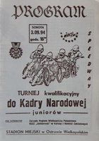 Program Turniej kwalifikacyjny do Kadry Narodowej juniorów (03.09.1994)