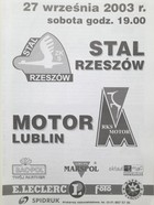 Program mecz Stal Rzeszów - Motor Lublin, III ligia (27.9.2003)