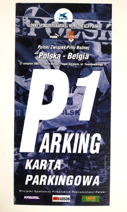 Bilet Karta Parkingowa mecz towarzyski Polska - Belgia (21.8.2002, Szczecin)