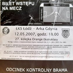 Bilet ŁKS Łódź - Arka Gdynia Orange Ekstraklasa (12.05.2007)