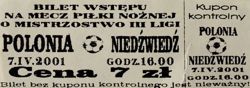 Bilet Mecz Polonia Przemyśl - LKS Niedźwiedź III liga (07.04.2001)