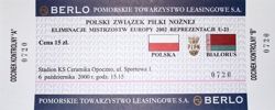 Bilet Mecz Polska - Białoruś eliminacje ME U-21 (06.10.2000)