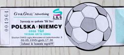 Bilet Mecz Starych Gwiazd Polska - Niemcy (09.05.1995)