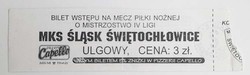 Bilet mecz MKS Śląsk Świętochłowice IV liga (stary)