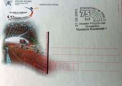 Karta Pocztowa Za rok w Atenach 75 lat Ośrodka Przygotowań Olimpijskich stadionu w Spale