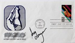 Koperta FDC Igrzyska Olimpijskie Los Angeles 1984 z oryginalnym autografem Grega Louganisa (USA)