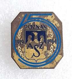 Odznaka 65 lat AZS Poznań 1919-1984 (PRL, akier)