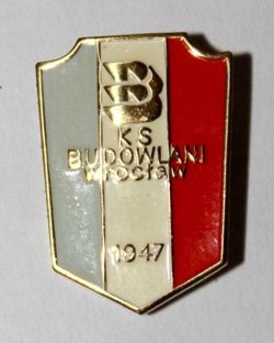 Odznaka KS Budowlani Wrocław herb (PRL, lakier)