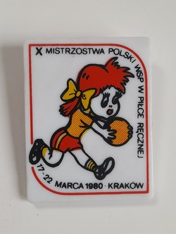 Odznaka X Mistrzostwa Polski Wyższych Szkół Pedagogicznych w piłce ręcznej kobiet, 17-22.3.1980 Kraków (PRL, plastik)