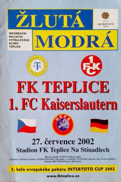 Program FK Teplice - 1.FC Kaiserslautern Puchar Intertoto (27.07.2002)