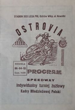 Program Indywidualny turniej żużlowy Kadry Młodzieżowej Polski (13.04.1986) 