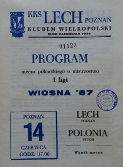 Program KKS Lech Poznań - Polonia Bytom 14.06.1987 I liga