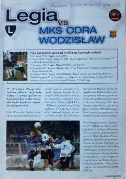 Program Legia Warszawa - Odra Wodzisław Śląski Orange Ekstraklasa (19.10.2007)