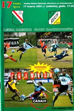 Program Legia Warszawa - Ruch Radzionków I liga (17.03.2001)