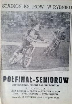 Program Półfinał Mistrzostw Polski Par Klubowych (Rybnik, 17.04.1986)