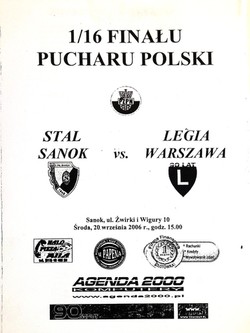 Program mecz Stal Sanok - Legia Warszawa, Puchar Polski (20.9.2006)
