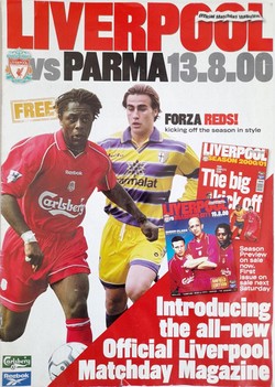 Program mecz towarzyski Liverpool FC - AC Parma (13.8.2000) 