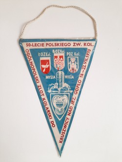 Proporczyk 50-lecie Polskiego Związku Kolarskiego. Ogólnopolski Zlot do Kruszwicy (1970)