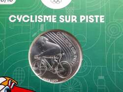 Srebrna moneta Igrzyska Olimpijskie Paryż 2024 maskotka - kolarstwo torowe, nominał 10 euro (produkt oficjalny)