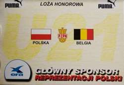 Zaproszenie mecz Polska - Belgia towarzyski U-21 (20.08.2002, Koszalin)