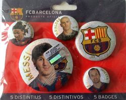 Zestaw 5 buttonów FC Barcelona piłkarze (produkt oficjalny)