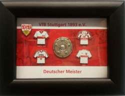 Zestaw w ramce 6 odznak VfB Stuttgart - historyczne koszulki (produkt oficjalny)
