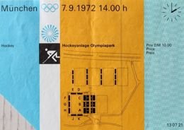 Bilet Igrzyska Olimpijskie Monachium - hokej na trawie (07.09.1972)