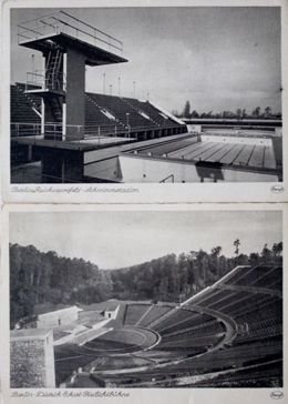 Pocztówki Basen Olimpijski i Amfiteatr Sportowy w Berlinie (1936)