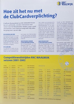 RKC Waalwijk. Oficjalny przewodnik na sezon 2001/2002 (Holandia)