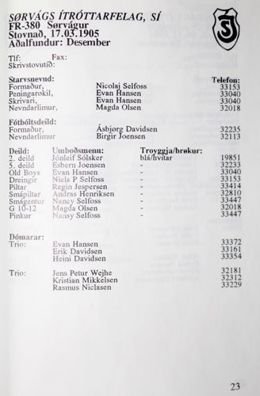 Związek Piłkarski Wysp Owczych. Informator 1995